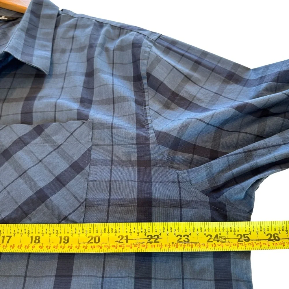 Travis Mathew Men’s XXL/2XL Blue Plaid Short Sleeve Button Up Lightweight Shirt - Picture 8 of 11